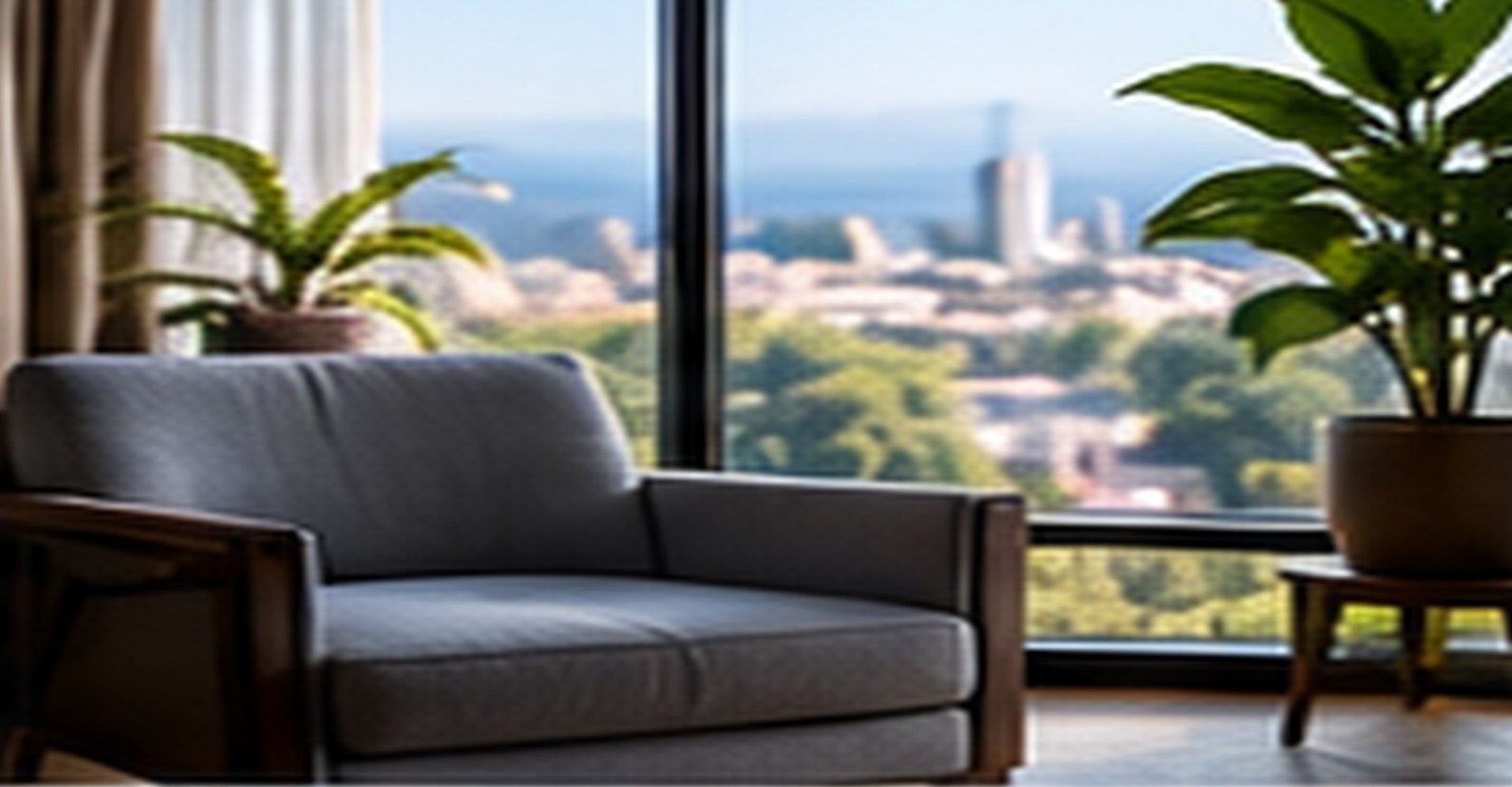 A calm consultation room with an armchair by a bright window, set for an unhurried executive health assessment